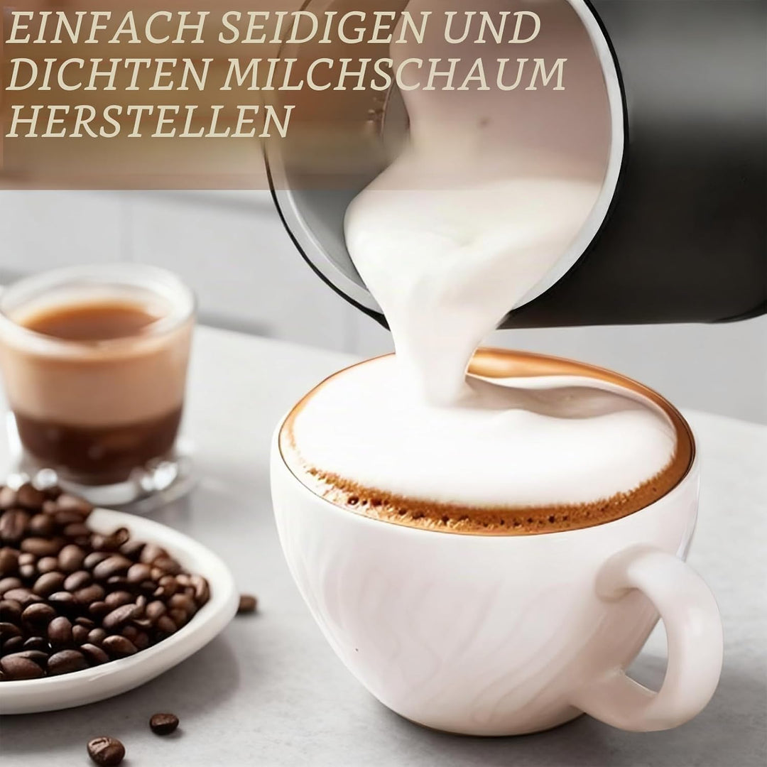 Milchaufschäumer Elektrisch 5-in-1, 350ml Fassungsvermögen, Heisser & kalter Milchschaum, Milch erwä