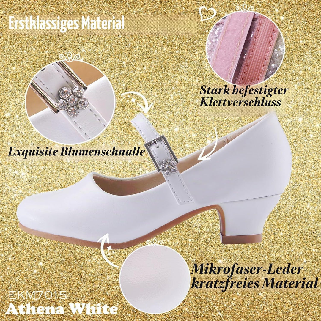 EIGHT KM - Mädchen High Heel Kleid Schuhe - Mary Jane Prinzessin Hochzeit Pumps - Funkelnder Glitzer