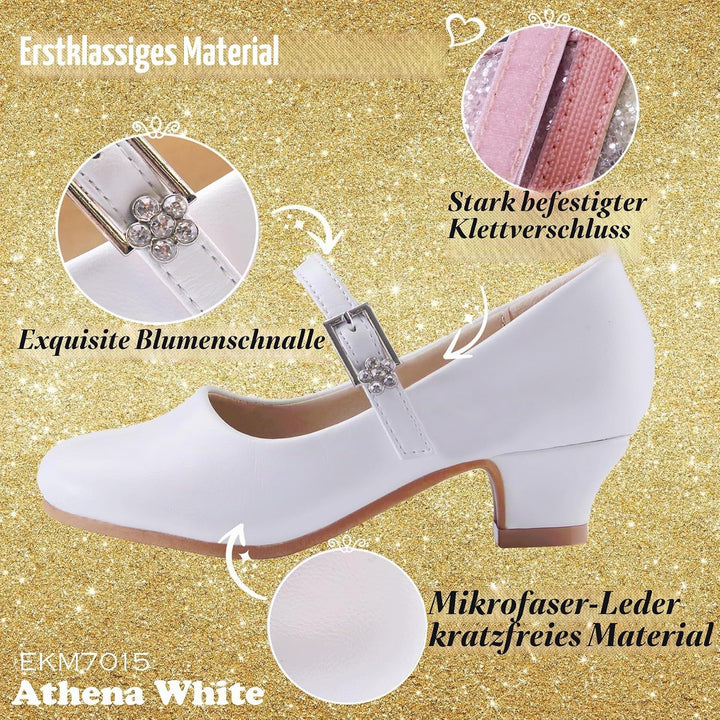 EIGHT KM - Mädchen High Heel Kleid Schuhe - Mary Jane Prinzessin Hochzeit Pumps - Funkelnder Glitzer