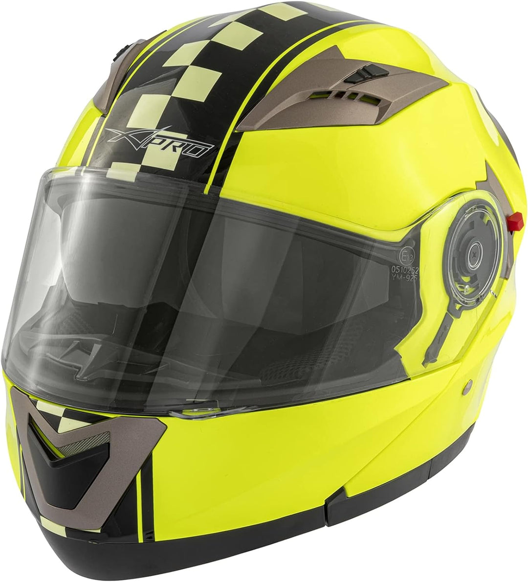 Motorradhelm Klapphelm Doppelvisier Grafik Touring Genehmigt ECE2205 Flip-Up 55-56 cm ( S) Fluo, 55-