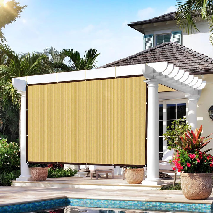 Schattiernetz mit ösen 2x5m, Beige Garten Sonnenschutz Netz Terrasse 90% Shading Rate UV Beständiges