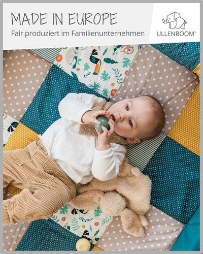 ULLENBOOM Krabbeldecke für Baby 140x140 cm, 100% OEKO-TEX Materialien, Made in EU, Dick & weich gepo