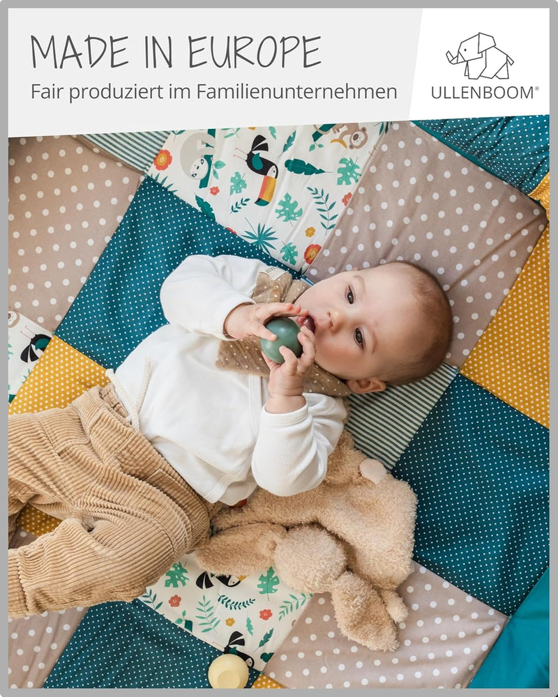 ULLENBOOM Krabbeldecke für Baby 140x140 cm, 100% OEKO-TEX Materialien, Made in EU, Dick & weich gepo