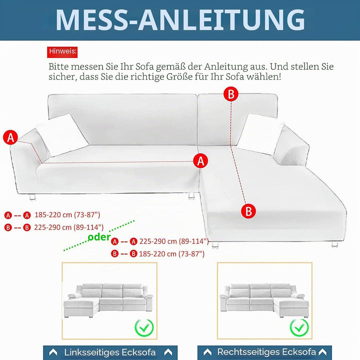 Stretch Samt Sofabezug L Form-Beige-3 Sitzer+4 Sitzer | Weich Bequem Anti-rutsch überzug ecksofa Was