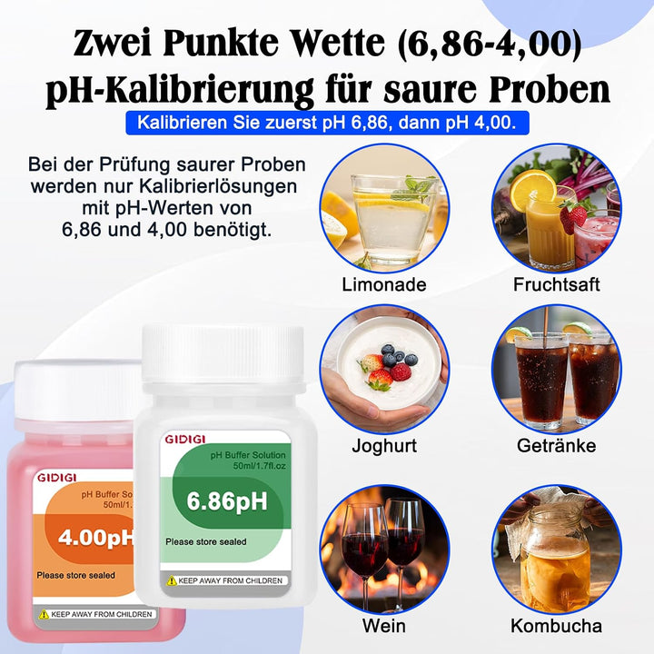 pH Pufferlösung 4,00/6,86/9,18, pH Kalibrierset mit Reinigungslösung, kleine, tragbare Verpackung, v