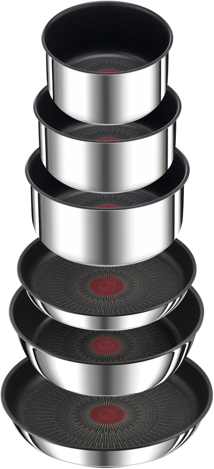 Tefal Ingenio Preference On, Kochgeschirr-Set, 15-teilig, Edelstahl, sichere Antihaftbeschichtung, s