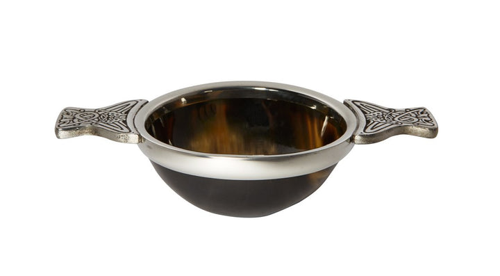 Wentworth Pewter - Mittelgrosses Horn und Zinn Quaich Whisky Probierschale Loving Cup Burns Night