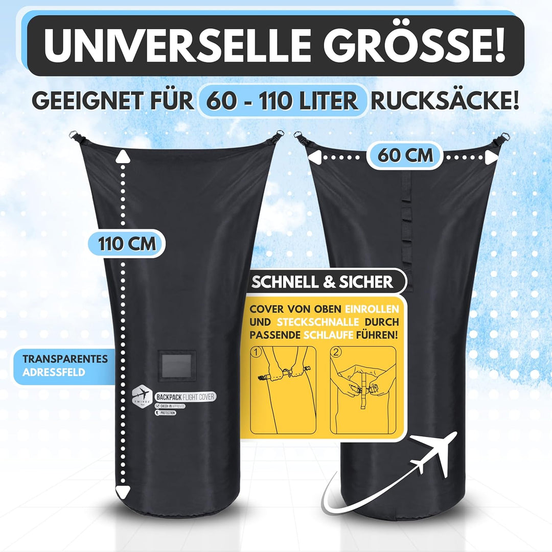 TWIVEE - 2 in 1 Rucksack Schutzhülle und Regenschutz - Flight Cover für Backpack - Flugzeug - Überzu