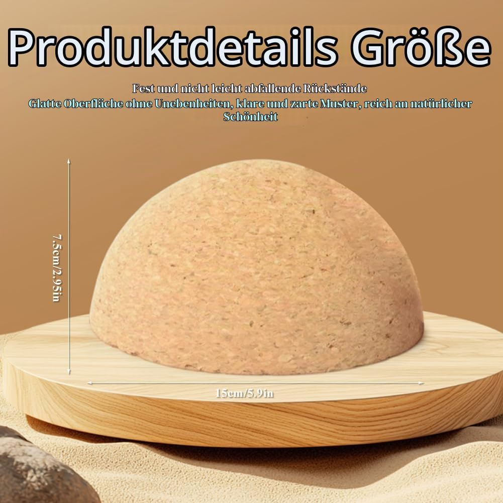 Balance Board Halbkugel aus massivem Kork, Gleichgewichts Trainer für Fitness, Yoga, 15 cm Durchmess