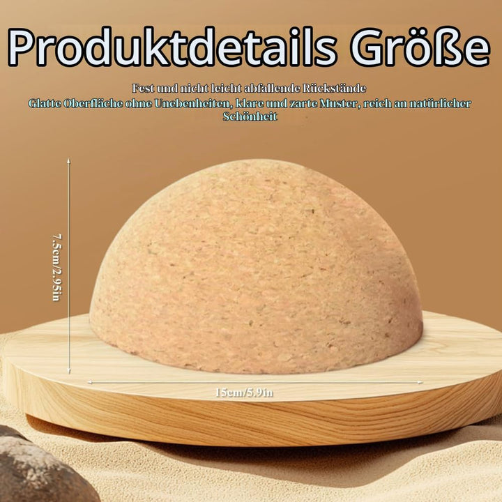 Balance Board Halbkugel aus massivem Kork, Gleichgewichts Trainer für Fitness, Yoga, 15 cm Durchmess