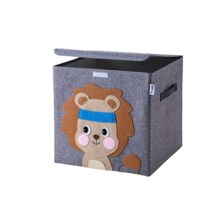 Aufbewahrungsbox mit Deckel und Löwe I Spielzeugbox mit Tiermotiv passend für Würfelregale I Ordnung