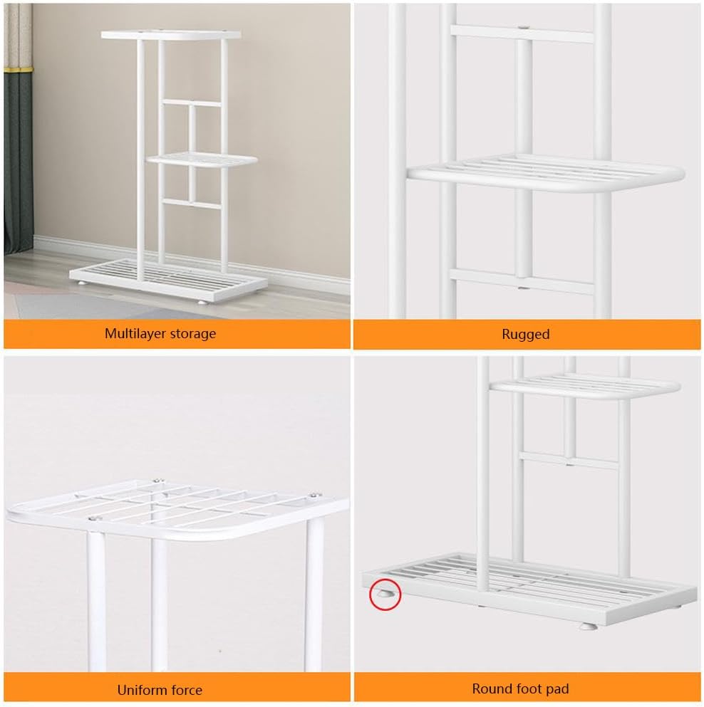 8 Etagen PflanzenstäNder 141cm BlumenstäNder Metall Weiss Pflanzenregal Indoor Outdoor Blumenregal B