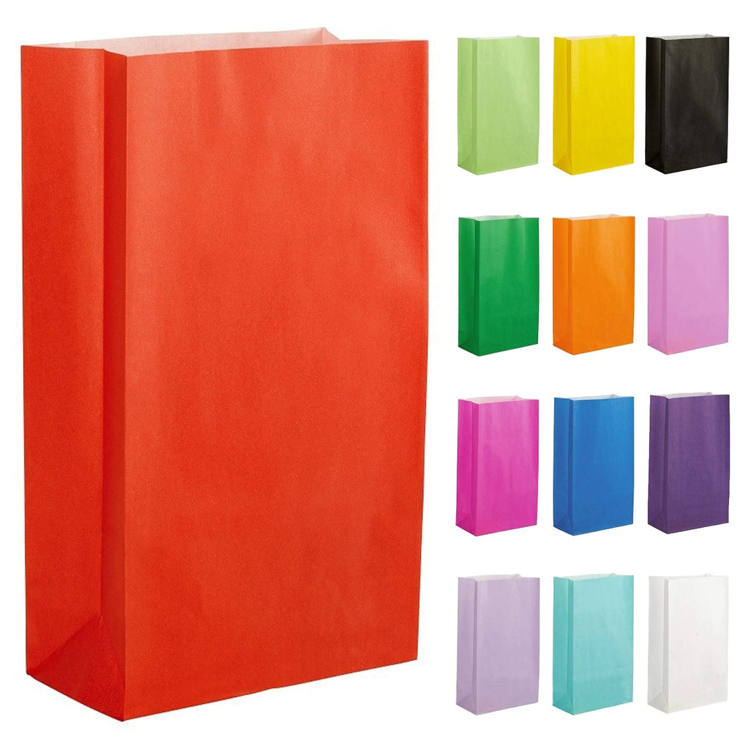 Thepaperbagstore 50 Rote Partytüten aus Papier – 14x24.5x7cm - Bunte Geschenktüten aus Papier für Ki