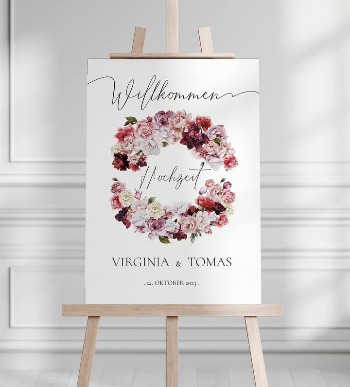 Manschin Laserdesign Willkommensschild Aluverbund personalisiert - Made in Germany - Welcome Willkom