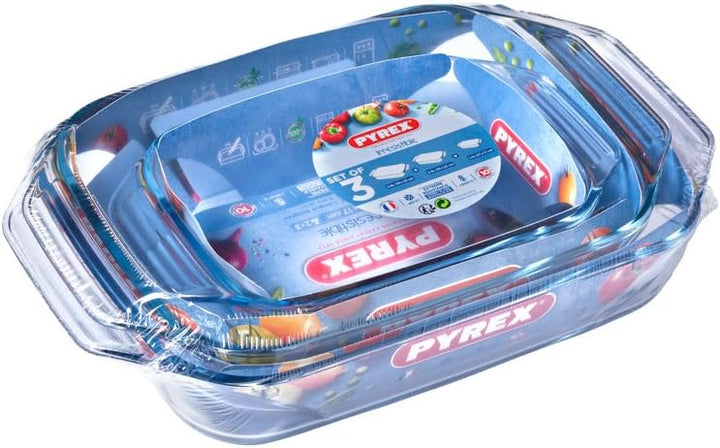 Pyrex 8023510, Set aus 3 Auflaufformen aus Glas – Borosilikatglas