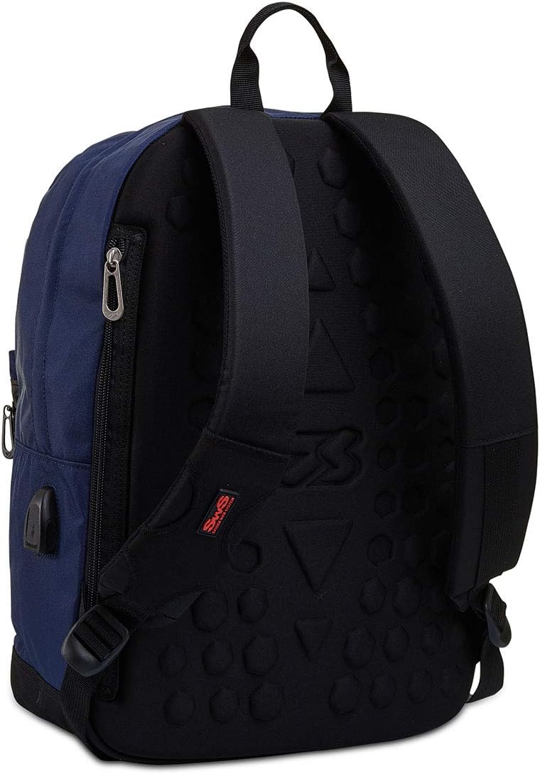 Seven Schulrucksack und Freizeit THE DOUBLE PRO mit Powerbank, blau, L, American Dunkelblau I, Dunke