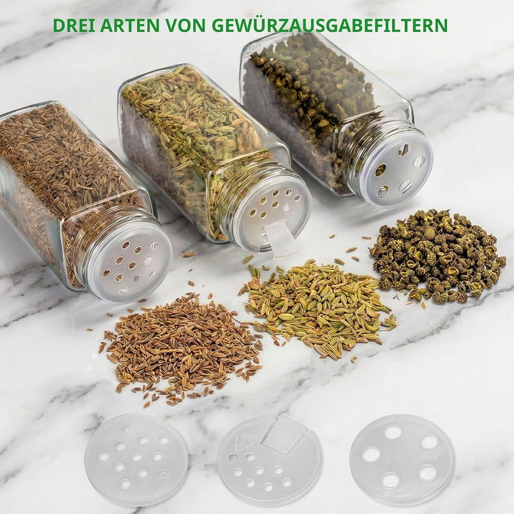 Gewürzgläser Set, 12er 120ml Gewürzgläser Eckig, Gewürzdosen Mit Edelstahl Deckel Gewürzbehälter Mit