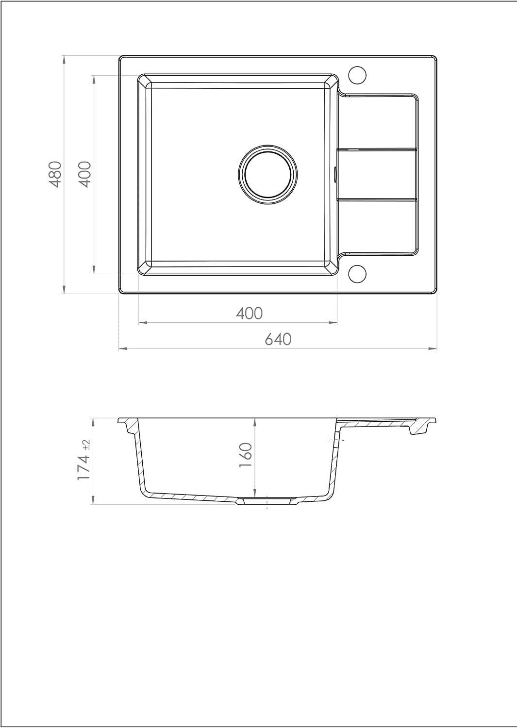 GRANMASTER Quadrato Spülbecken Küche - mit 1 Becken - Granitspüle mit Siphon Waschbecken Küche - Ein