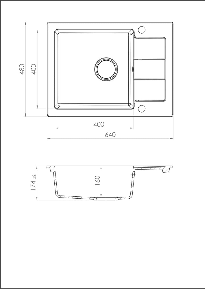 GRANMASTER Quadrato Spülbecken Küche - mit 1 Becken - Granitspüle mit Siphon Waschbecken Küche - Ein