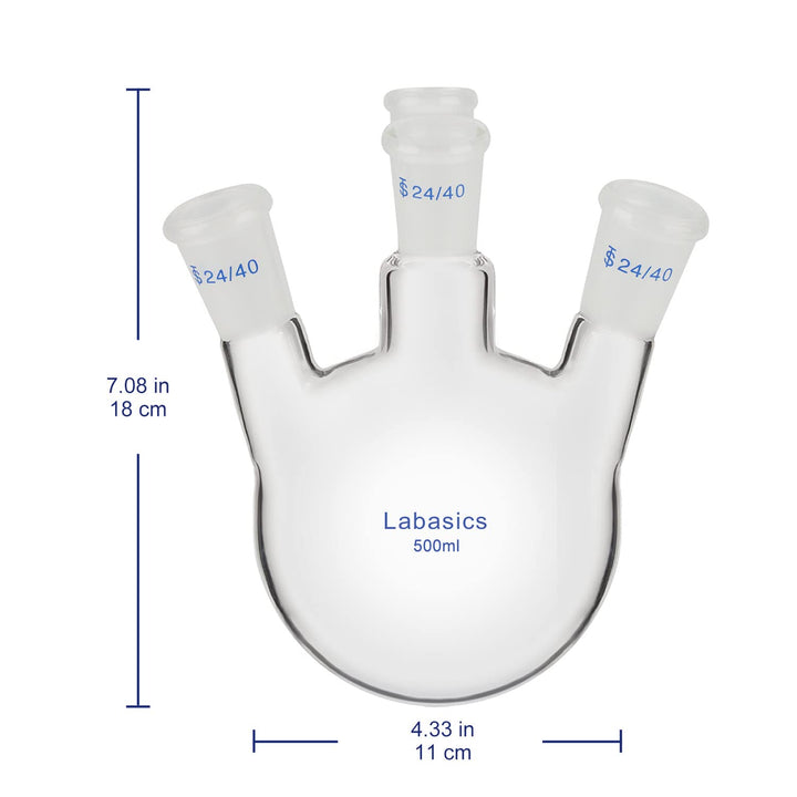 Labasics 4-Hals Rund Untere Kolben RBF, Dickwandiger Borosilikatglas-Laborkolben mit 4 Schrägen Häls