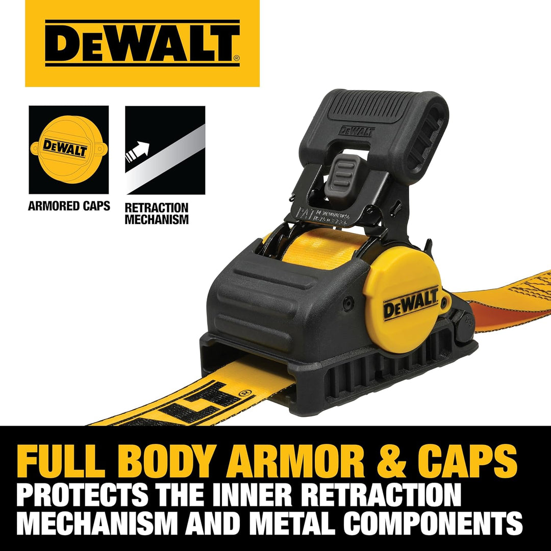 DEWALT DXBC9002 automatisch einziehbare Ratschengurte mit Ratsche, 5,1 x 3 m, 5,1 kg sichere Arbeits