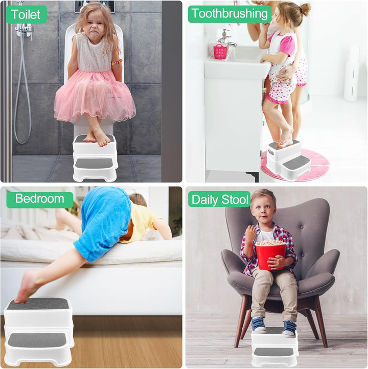 Tritthocker Kinder 2 Stufen, Anti-Rutsch Hocker Kinder Bad, Abnehmbar Kinderhocker Badezimmer, Toile