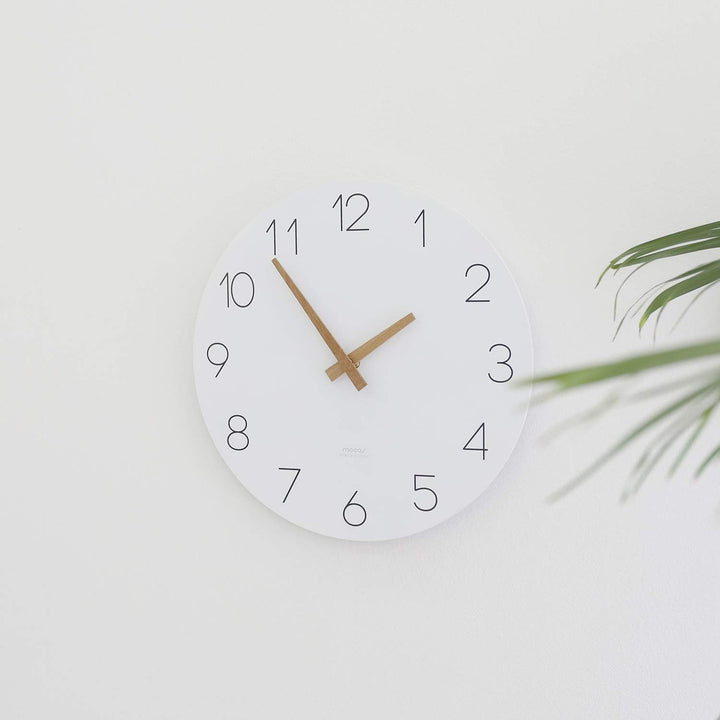 mooas Flatwood Wanduhr, 30,5 cm, Holz, nicht tickend, Sweep-Bewegung, dekorative batteriebetriebene