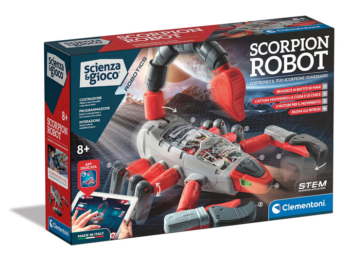 Clementoni - Scienza Robotics-Skorpion Bauset, Roboter für Kinder zum Zusammenbauen, Roboter-Kit (it
