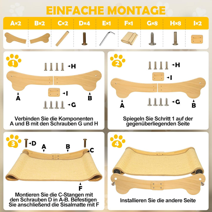 DONWEI Sisal Kratzbrett Katze, Kratzbretter Katze Holz, 160° Gebogenes Design, Kratzmatte aus Natürl