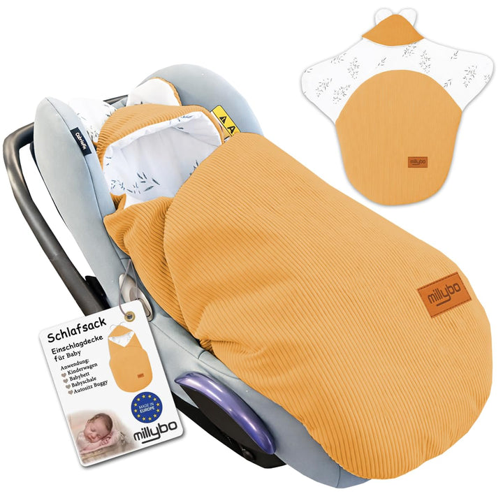 Baby Fusssack Einschlagdecke für Babyschale und Kinderwagen Gelb, Gelb