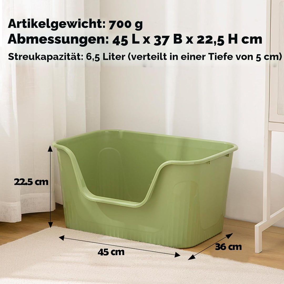 Vealind Katzenklo Offen, Gross Katzentoilette, Hoher Rand Katzenklo, Katzentoiletten mit Hohem Rand