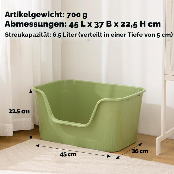 Vealind Katzenklo Offen, Gross Katzentoilette, Hoher Rand Katzenklo, Katzentoiletten mit Hohem Rand