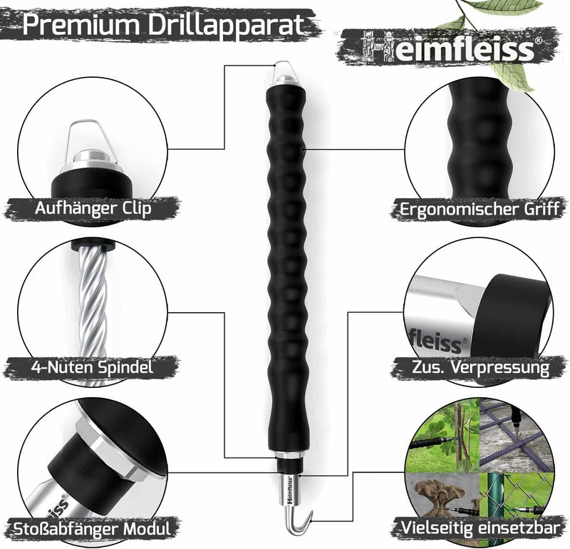 Heimfleiss® Drillapparat Driller + verkupfertem Rödeldraht 1,0 x 100-160 mm (250 Stk.) - hochwertige