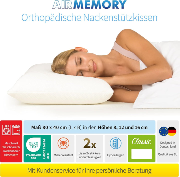 MABAMAHO Probiotic Orthopädisches Nackenstützkissen mit Aloe Vera aus Memory Viscoschaum 40x80x12 cm