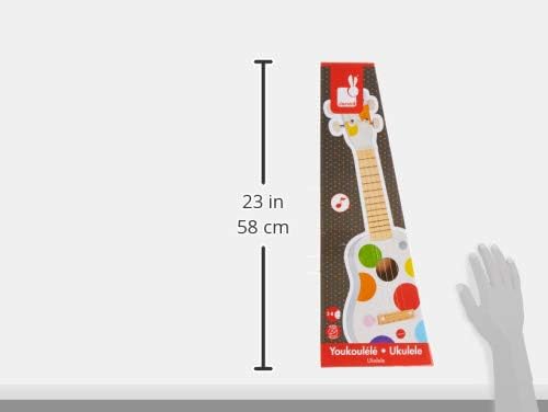 Janod - Confetti Ukulele aus Holz - Musikinstrument für Kinder - Youkulele- Rollenspiel und Musikali