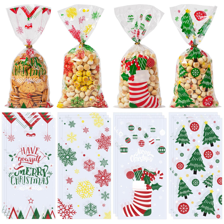 120 Stück Weihnachts-Cellophantüten, Plätzchentüten Weihnachten, Kekstüten, Weihnachtstüten Zum Befü