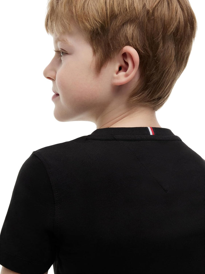 Tommy Hilfiger Kinder Unisex T-Shirt Kurzarm Essential Tee Rundhalsausschnitt 10 Jahre Schwarz, 10 J