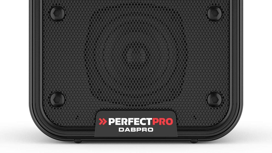PerfectPro Baustellenradio DABPRO, DAB+ und UKW-Empfang, AUX-Eingang, MP3, Bluetooth, Netzstrom und