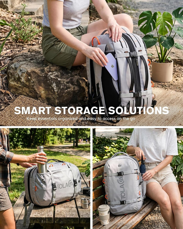 Tolaccea Reiserucksack, Handgepäck Rucksack Flugzeug, TSA-Freundlicher Laptop Rucksack 15,6 Zoll, Er