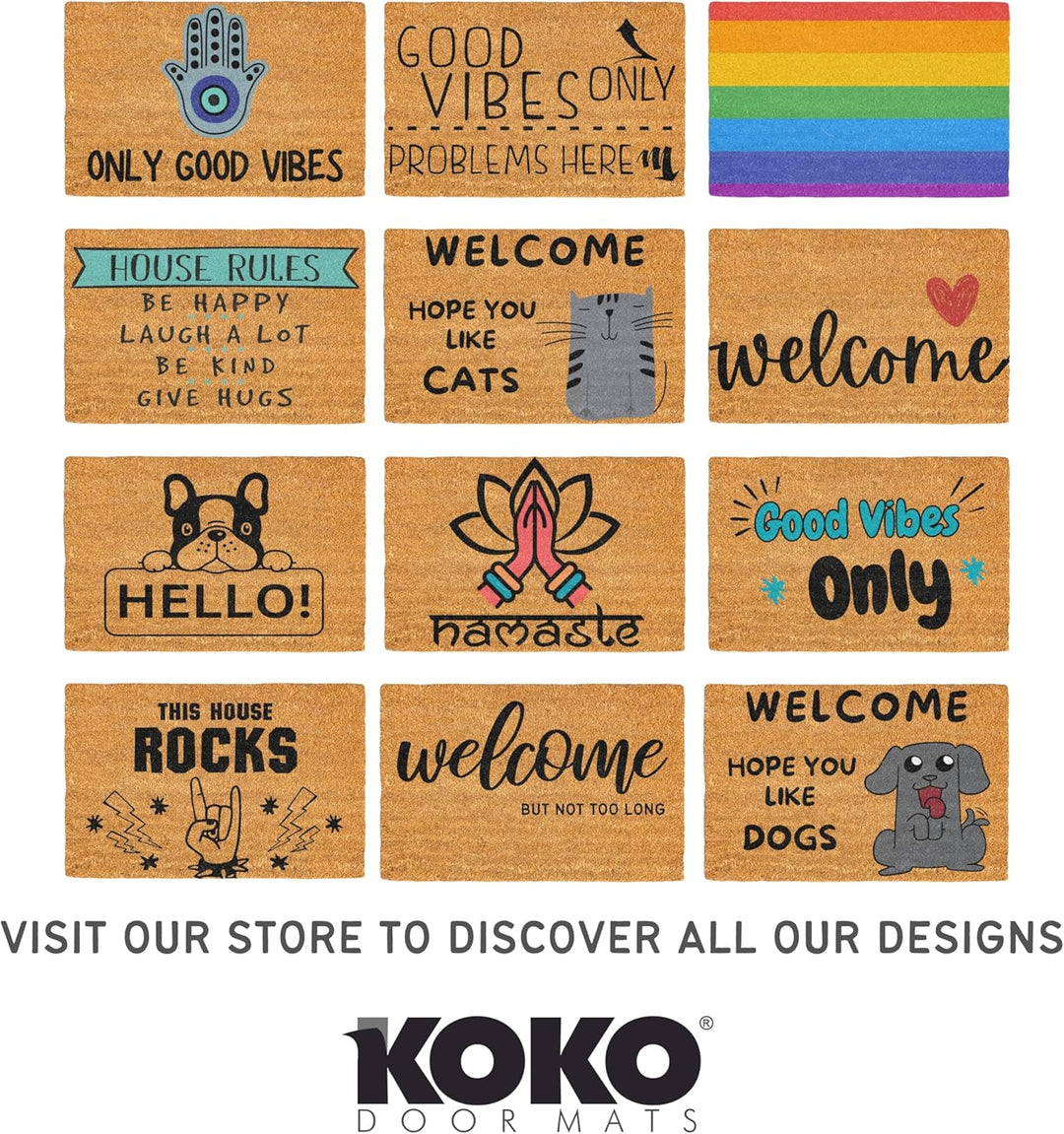KOKO DOORMATS Fussmatte aussen - Türmatte aussen kokosmatte mit antirutsch PVC - Fussmatte lustig Th