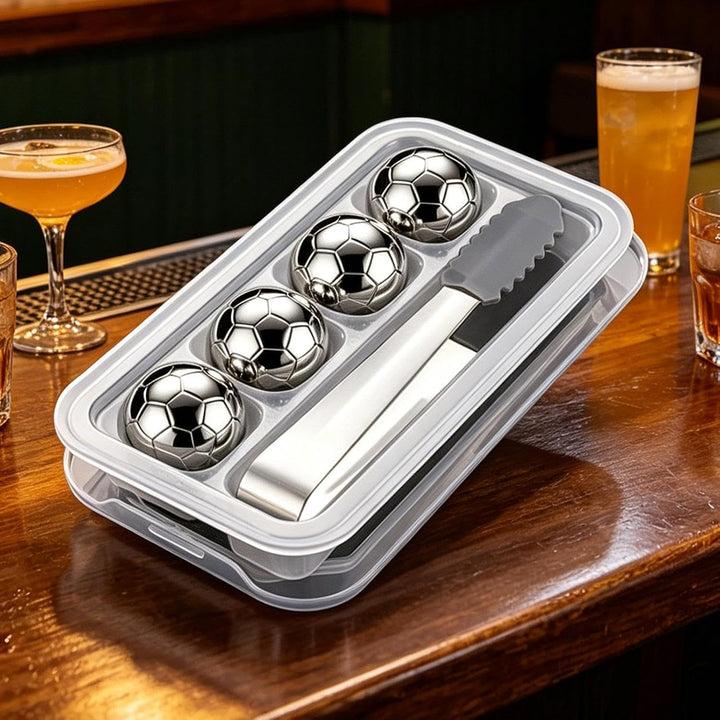 Metall-Eiswürfel Wiedergefrierbare Metall-Fussball-Kühlsteine 4 Stück | Eiswürfelsteine Aus Stahl Fü