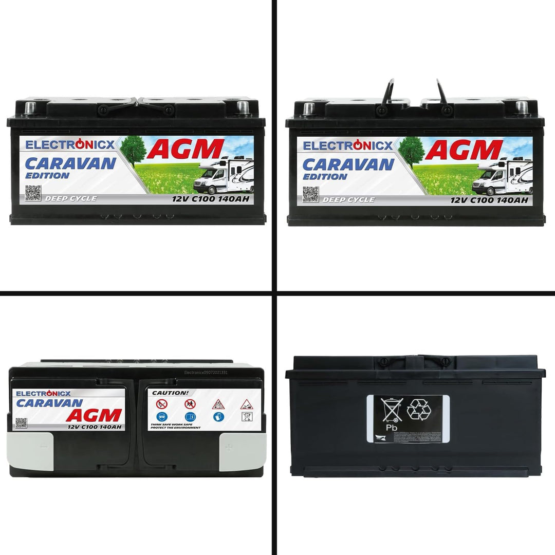 Electronicx AGM Caravan Batterie 140Ah 12V Versorgungsbatterie Deep Cycle Wohnmobil Batterie 140 Ah