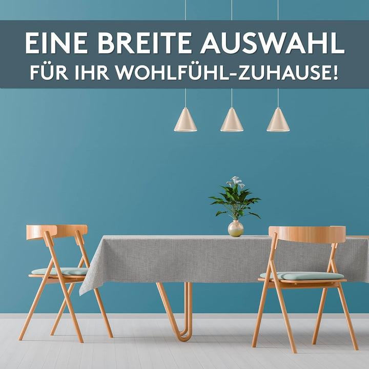LILENO HOME Tischdecke abwaschbar [140x220cm] in Silber - Gesäumte Polypropylen Gewebe Tischdecke wa