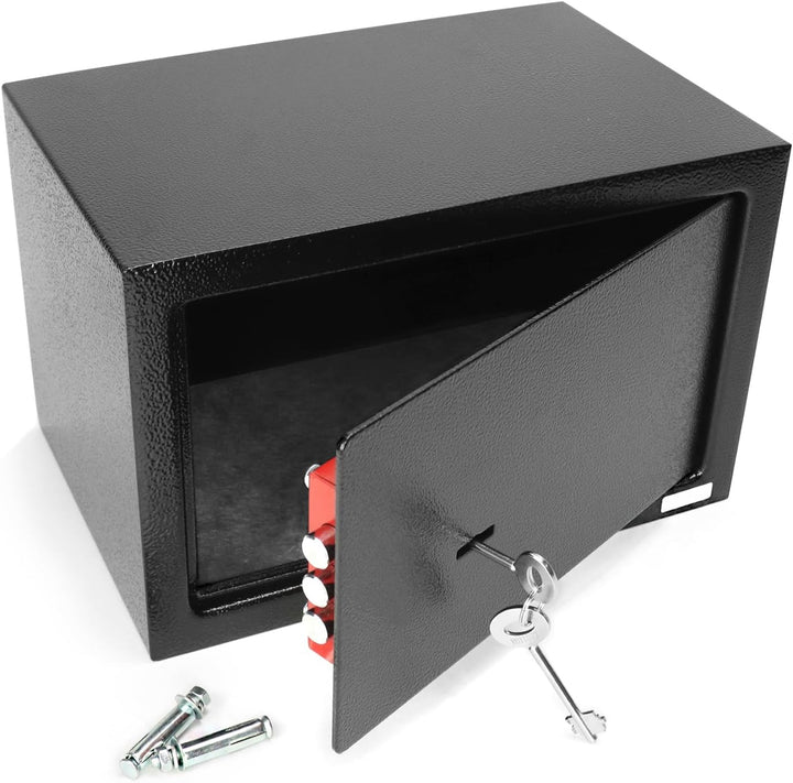 QWORK® Safe Tresor 31 x 20 x 20 cm mit Triple-Bit Schlüssel, Möbeltresor Hohe Sicherheit Stahlkonstr