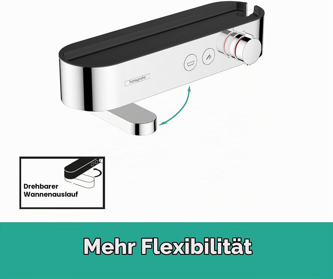 hansgrohe Wannenthermostat ShowerTablet Select, Aufputz Badarmatur für 2 Funktionen, Chrom Chrom Wan