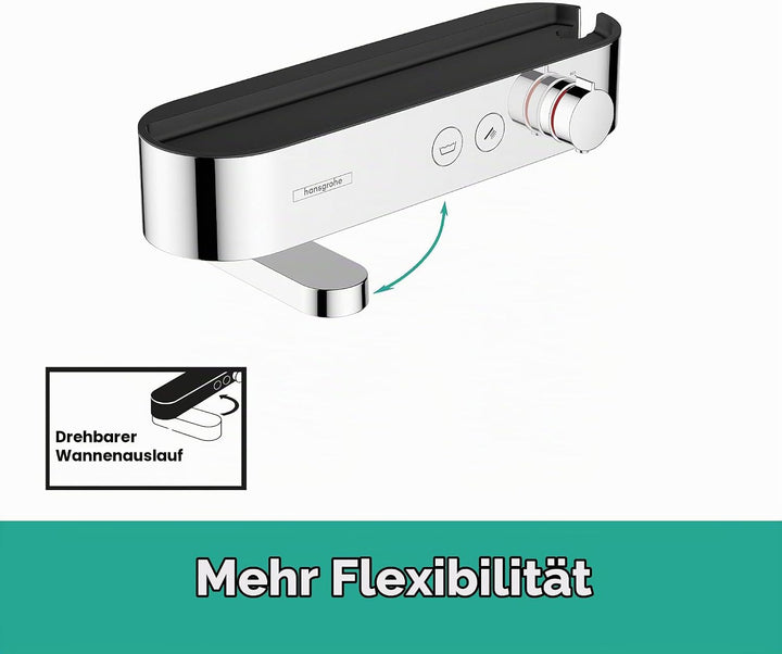 hansgrohe Wannenthermostat ShowerTablet Select, Aufputz Badarmatur für 2 Funktionen, Chrom Chrom Wan