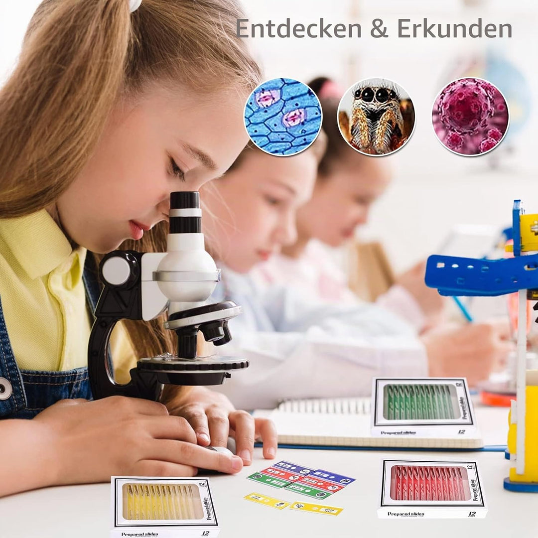 Vegena 60 Stücke Objektträger Mikroskop, Mikroskop Präparate Kinder mit Insekten Tieren Blumen Pflan