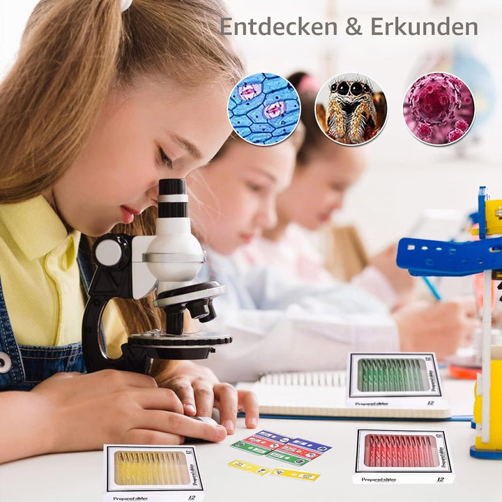 Vegena 60 Stücke Objektträger Mikroskop, Mikroskop Präparate Kinder mit Insekten Tieren Blumen Pflan