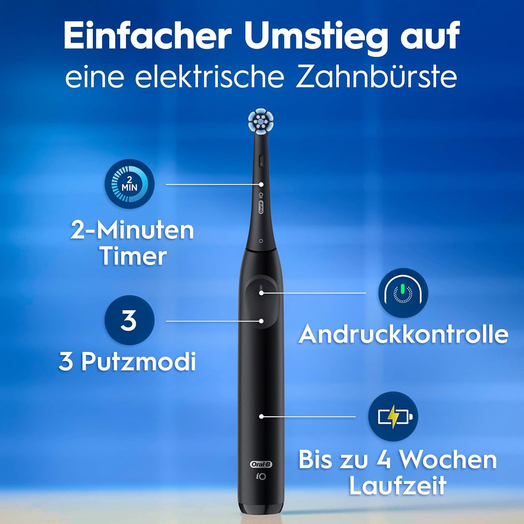 Oral-B iO Series 2 Elektrische Zahnbürste Schwarz PLUS Original Oral-B iO Sanfte Reinigung Aufsteckb