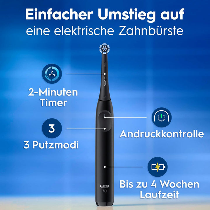 Oral-B iO Series 2 Elektrische Zahnbürste Schwarz PLUS Original Oral-B iO Sanfte Reinigung Aufsteckb
